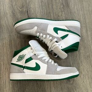 Green and White High-Top Sneakers